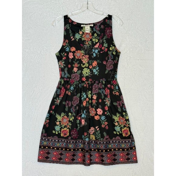 American Rag Cie Sleeveless Black Floral Dress With Pockets Size Small - Picture 1 of 15